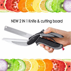 Knife with Cutting Board Multipurpose Food Scissors Chopper