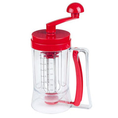 Pancake Batter Dispenser with Hand-Crank Whisk Lid