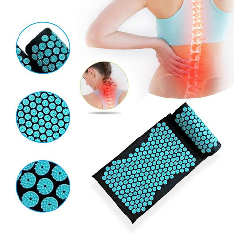 MHD Acupressure Mat and Pillow Set - Acupuncture Massage Back Neck Pain Relieve